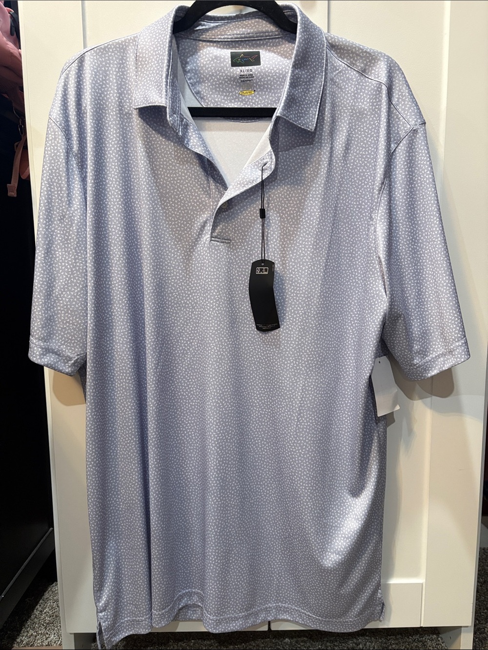 Greg Norman Collection Pale Blue Micro-Dot Performance Polo